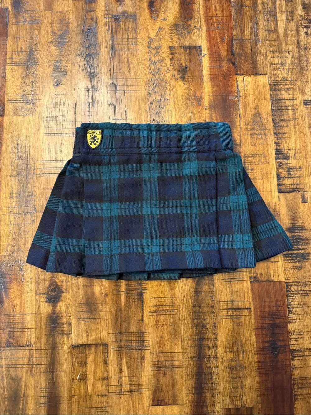 🍒 True Baby Kilt plaid skirt w/ adjustable waist fits 18-22 inch. 1T-2T blue